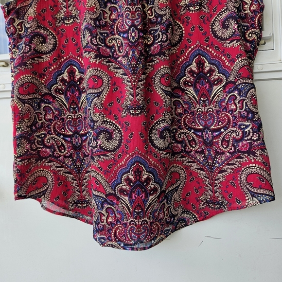 Tommy Hilfinger red top blouse paisley pattern sleeveless lined size M - Picture 5 of 13